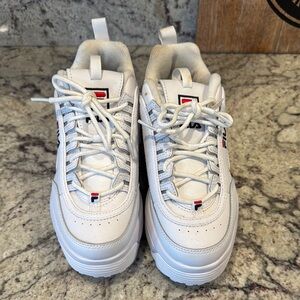 Fila White and Red Chunky Sneakers